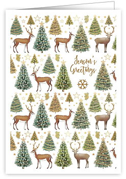 Deers and Golden Details, Xmas. Greeting Card