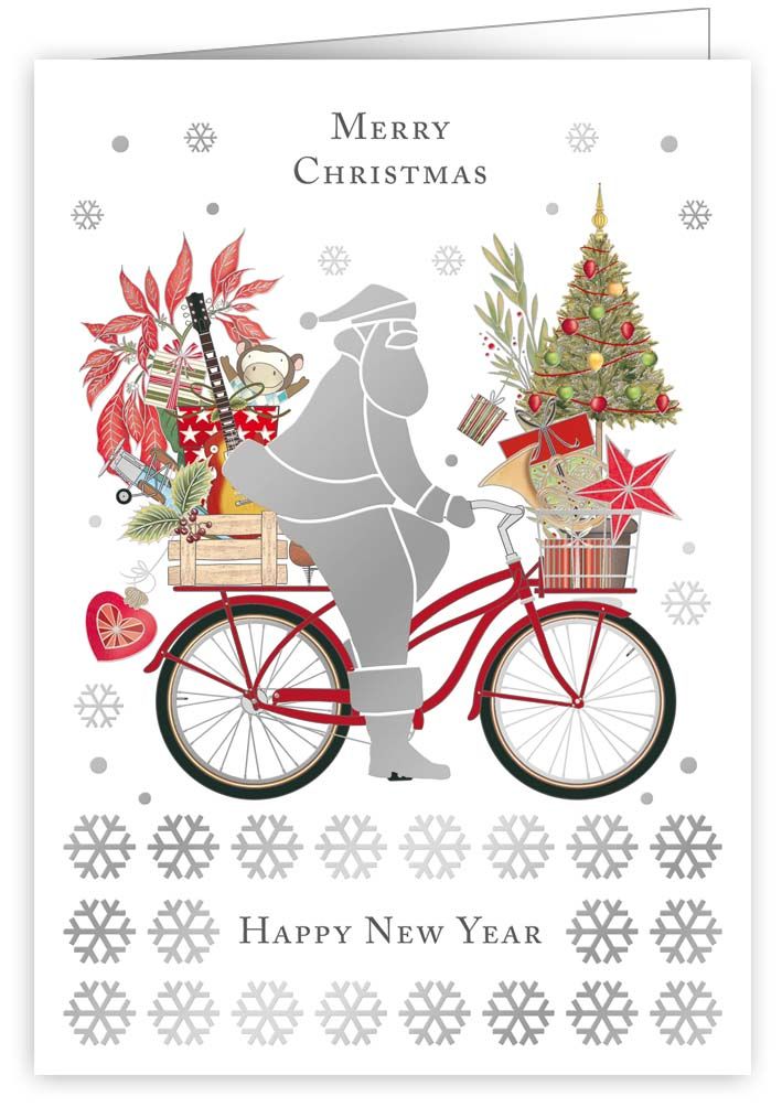 Santa Biking, Greeting Card