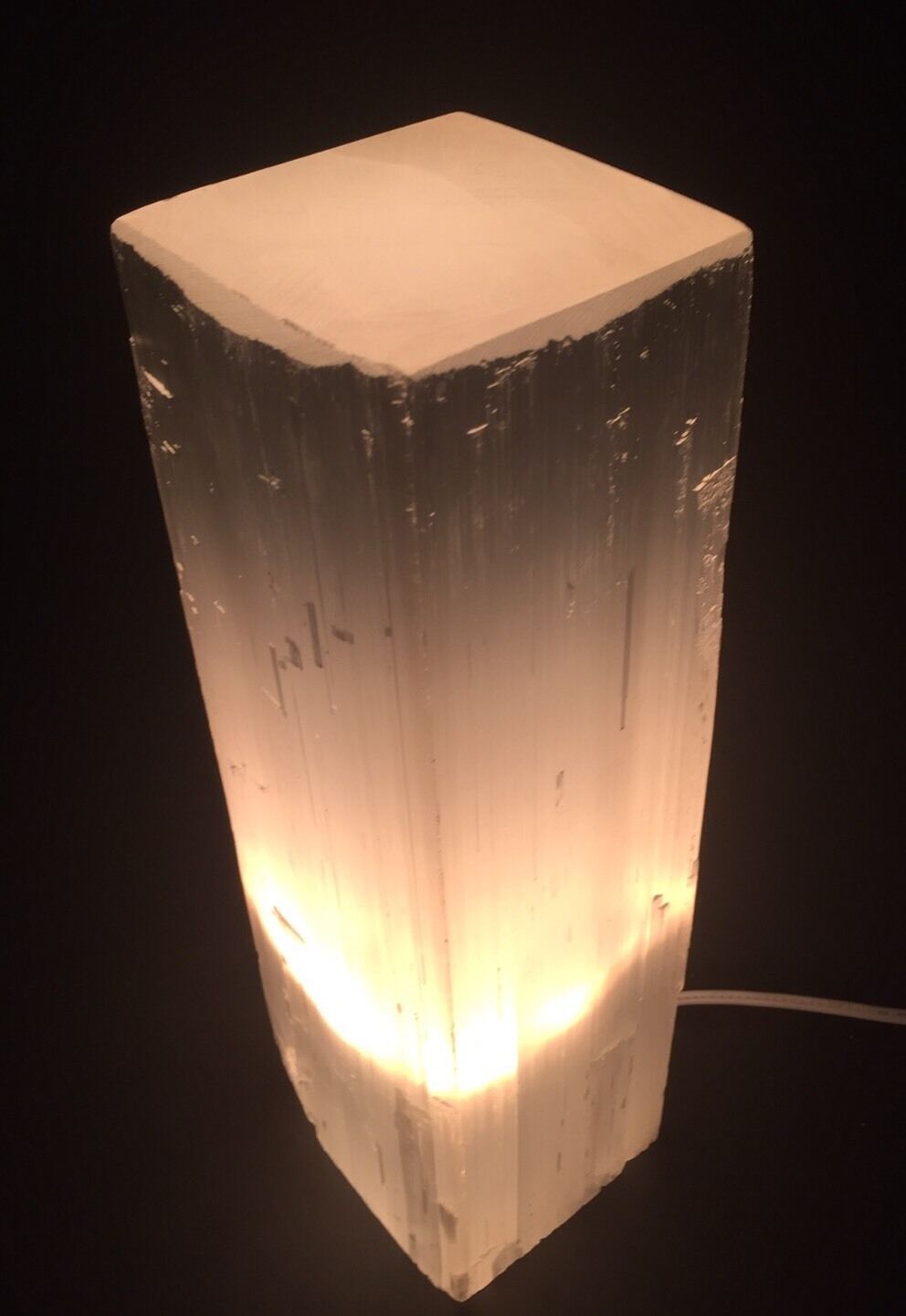 Rektangulär (Kubisk) Selenit Lampa  - 30 cm - 3