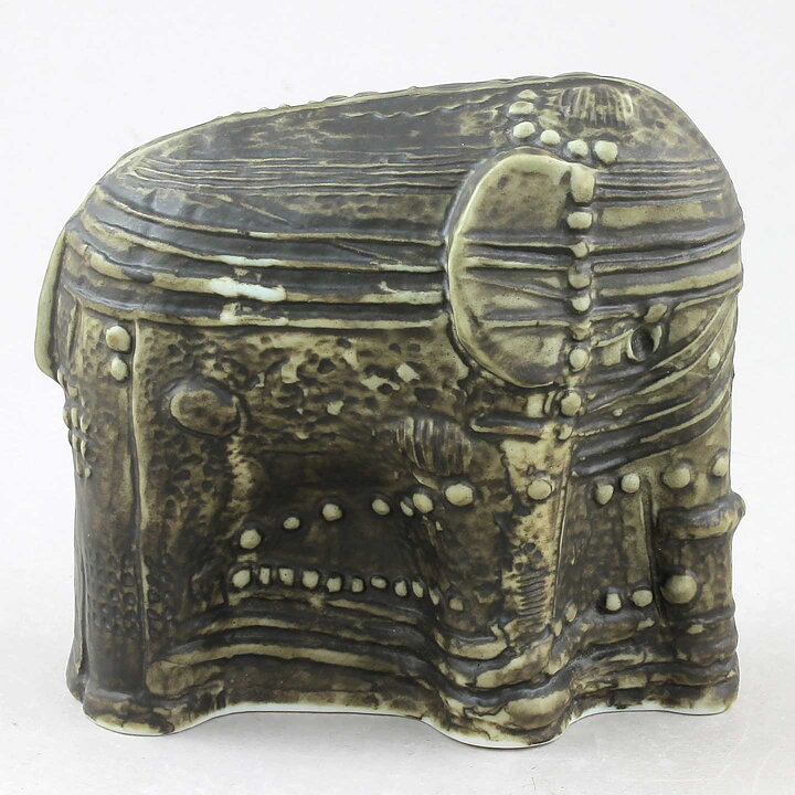 Bertil Vallien (Terra 1978) Gray Elephant with Relief Decor 13 cm (2)