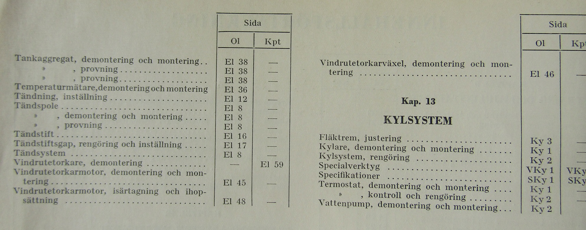 1958 - 1959 Opel Kapitän-Olympia Servicehandbok kap 9-13  på svenska - 3