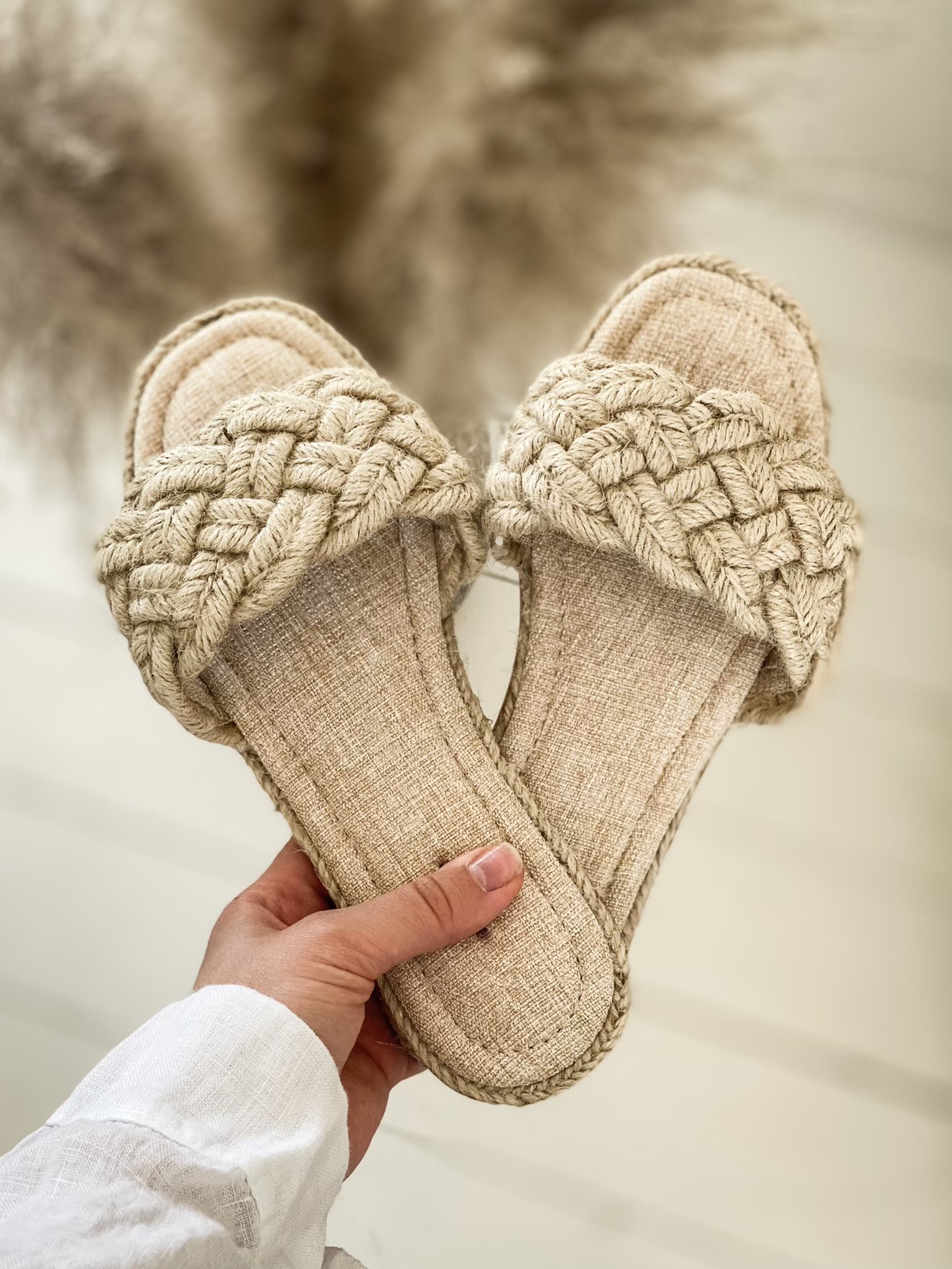 Slipper Sandal Cotton Beige
