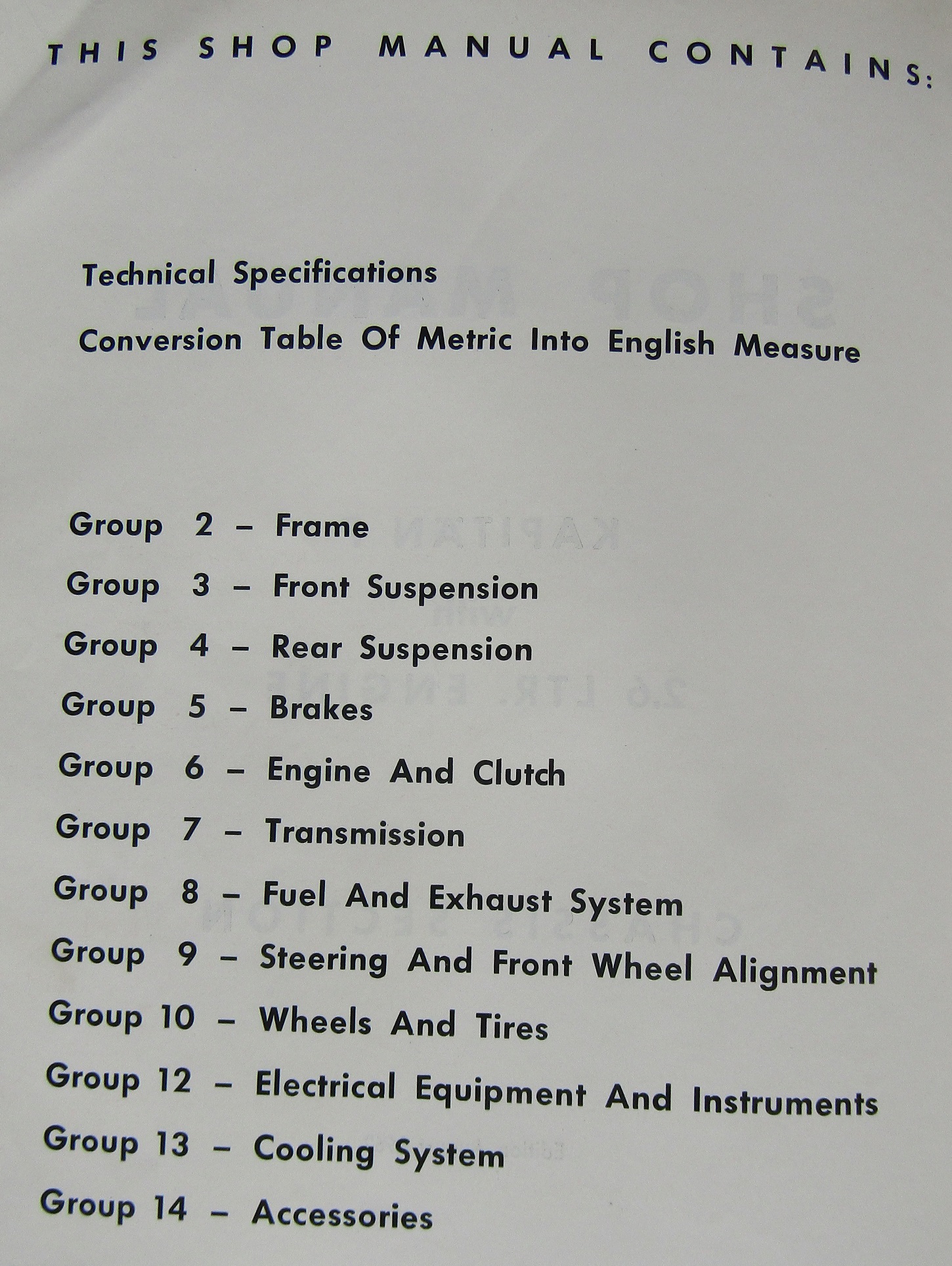 1963 Opel Kapitän Shop Manual Chassis - 2