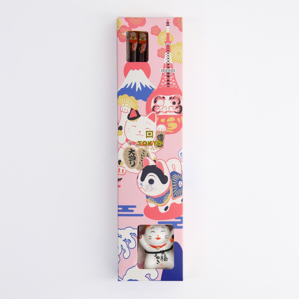 Tokyo Design Lucky Cat Set Ätpinnar Ställ Orange - 4