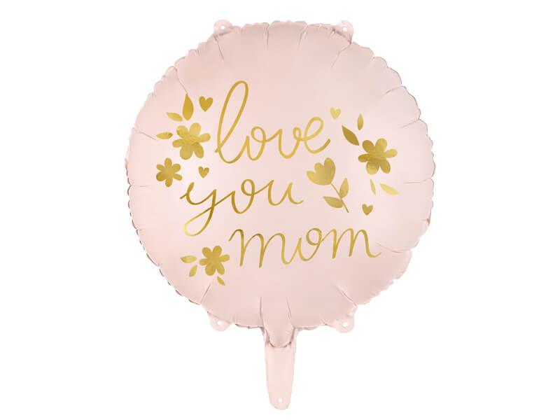 Folieballong | 35 cm | "love you mom" | Ljusrosa