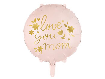 Folieballong | 35 cm | "love you mom" | Ljusrosa