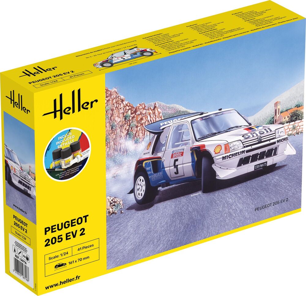 1/24 Peugeot 205 EV 2  COMPLETE w.  Glue, Paint, Brush