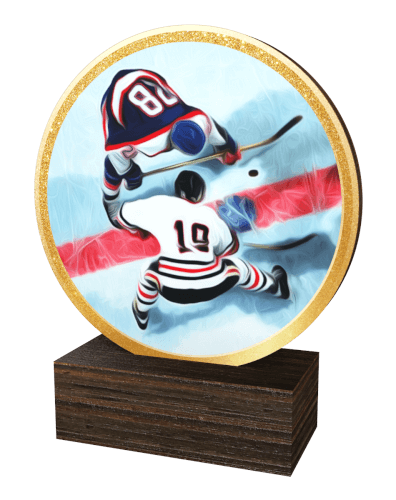 Ishockeystatyett i trä