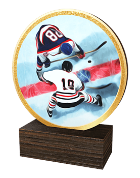 Ishockeystatyett i trä