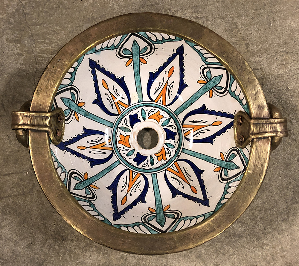 Kasbah FEZ 82- marockanskt keramikhandfat med patinerad mässing