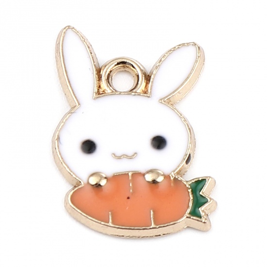 Charm Enameld rabbit,  Carrot dark Orange