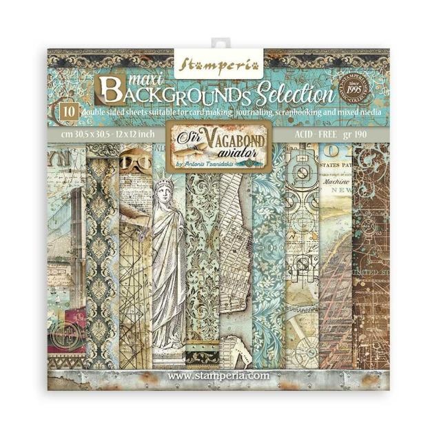 Stamperia Paper Pad 12X12 - Sir Vagabond Aviator Maxi backgrounds