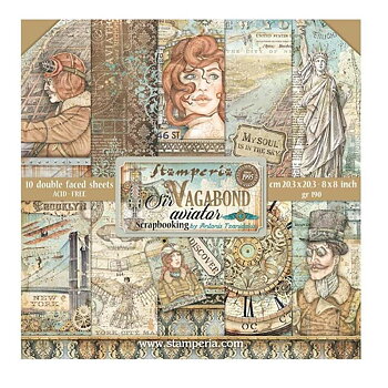 Stamperia Paper Pad 8X8 - Sir Vagabond Aviator 