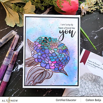 ALTENEW -Paint-A-Flower: Zinnia Magellan Rose Outline Stamp Set