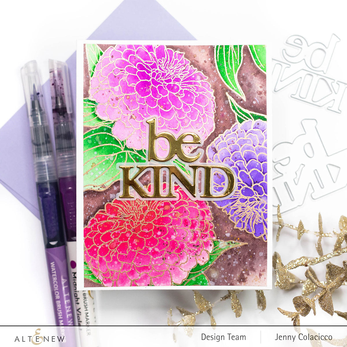 ALTENEW -Paint-A-Flower: Zinnia Magellan Rose Outline Stamp Set - 3