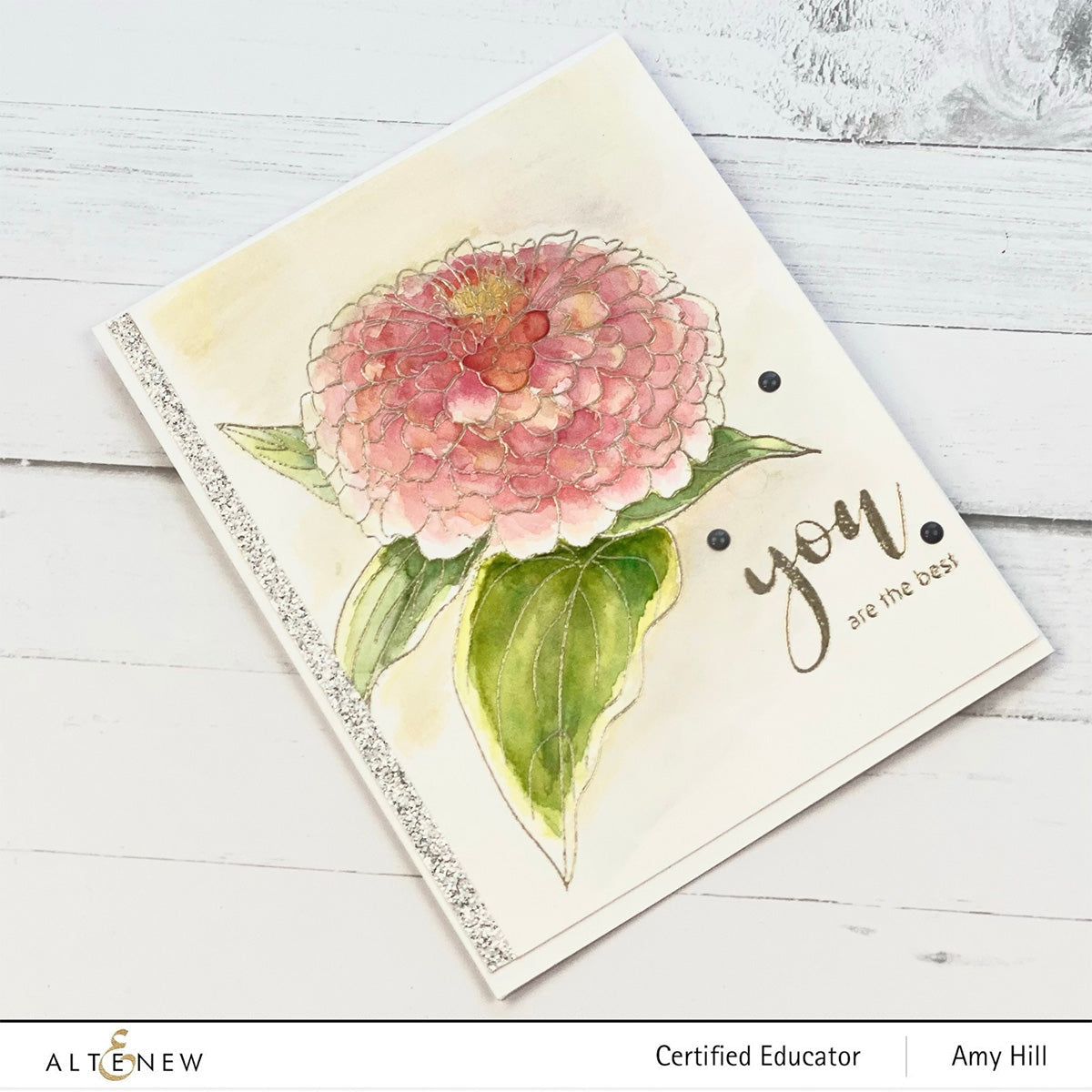 ALTENEW -Paint-A-Flower: Zinnia Magellan Rose Outline Stamp Set - 10