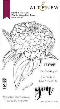 ALTENEW -Paint-A-Flower: Zinnia Magellan Rose Outline Stamp Set
