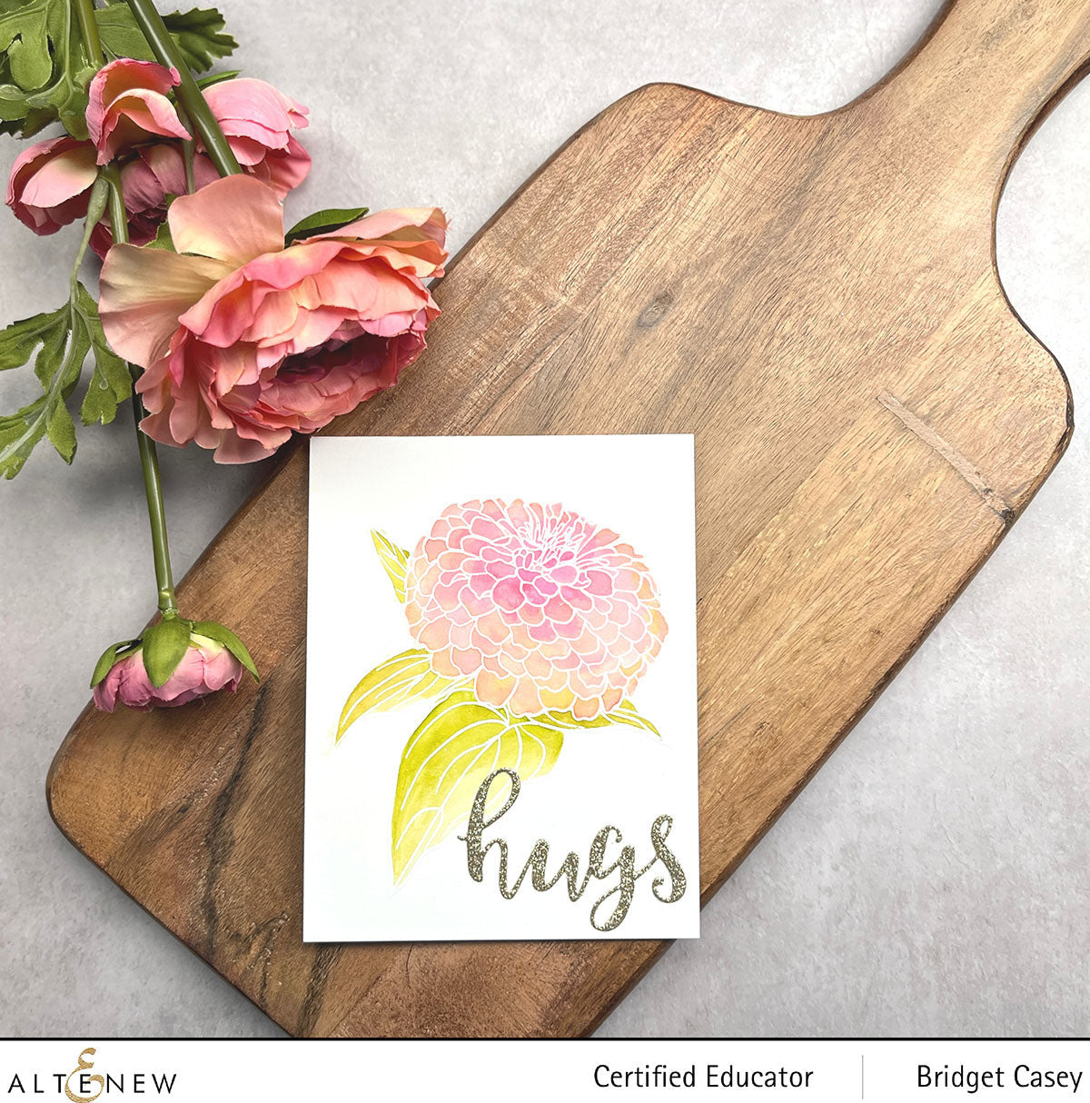 ALTENEW -Paint-A-Flower: Zinnia Magellan Rose Outline Stamp Set - 7