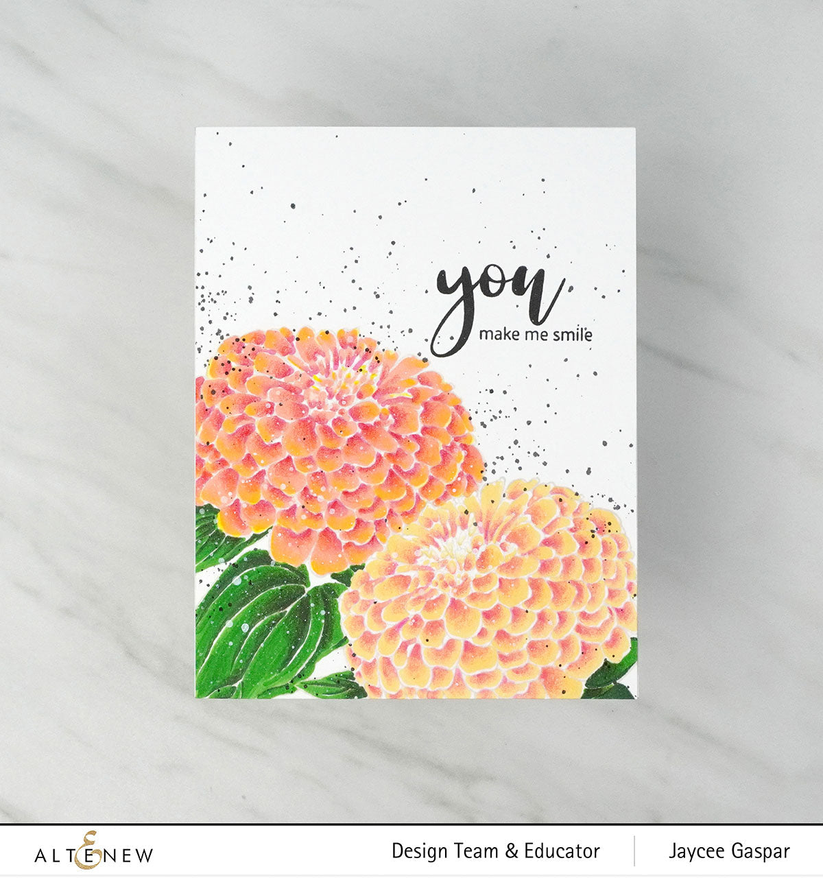 ALTENEW -Paint-A-Flower: Zinnia Magellan Rose Outline Stamp Set - 4