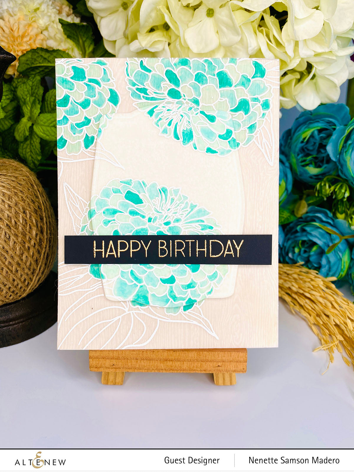 ALTENEW -Paint-A-Flower: Zinnia Magellan Rose Outline Stamp Set - 9