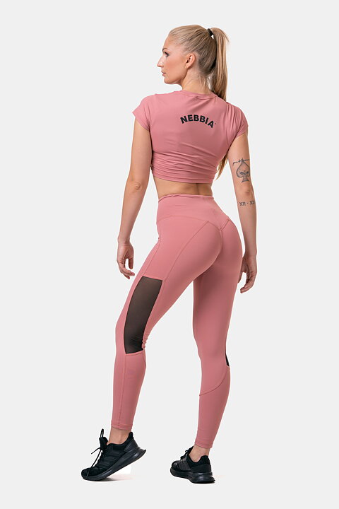High Waist Mesh Tights, old rose