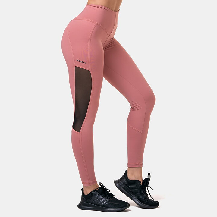 High Waist Mesh Tights, old rose