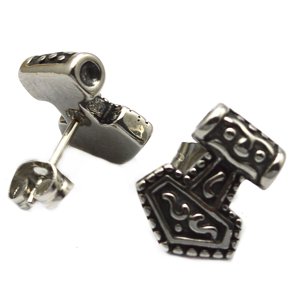 Ohrringe Wikinger Thor's Hammer Runen (14x11x4 mm) - 2