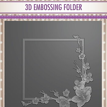 3D Embossing folders square frame "blossom"