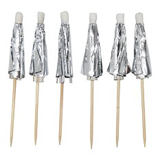 Cocktailpinnar Paraply, Umbrella Picks silver 10-pack