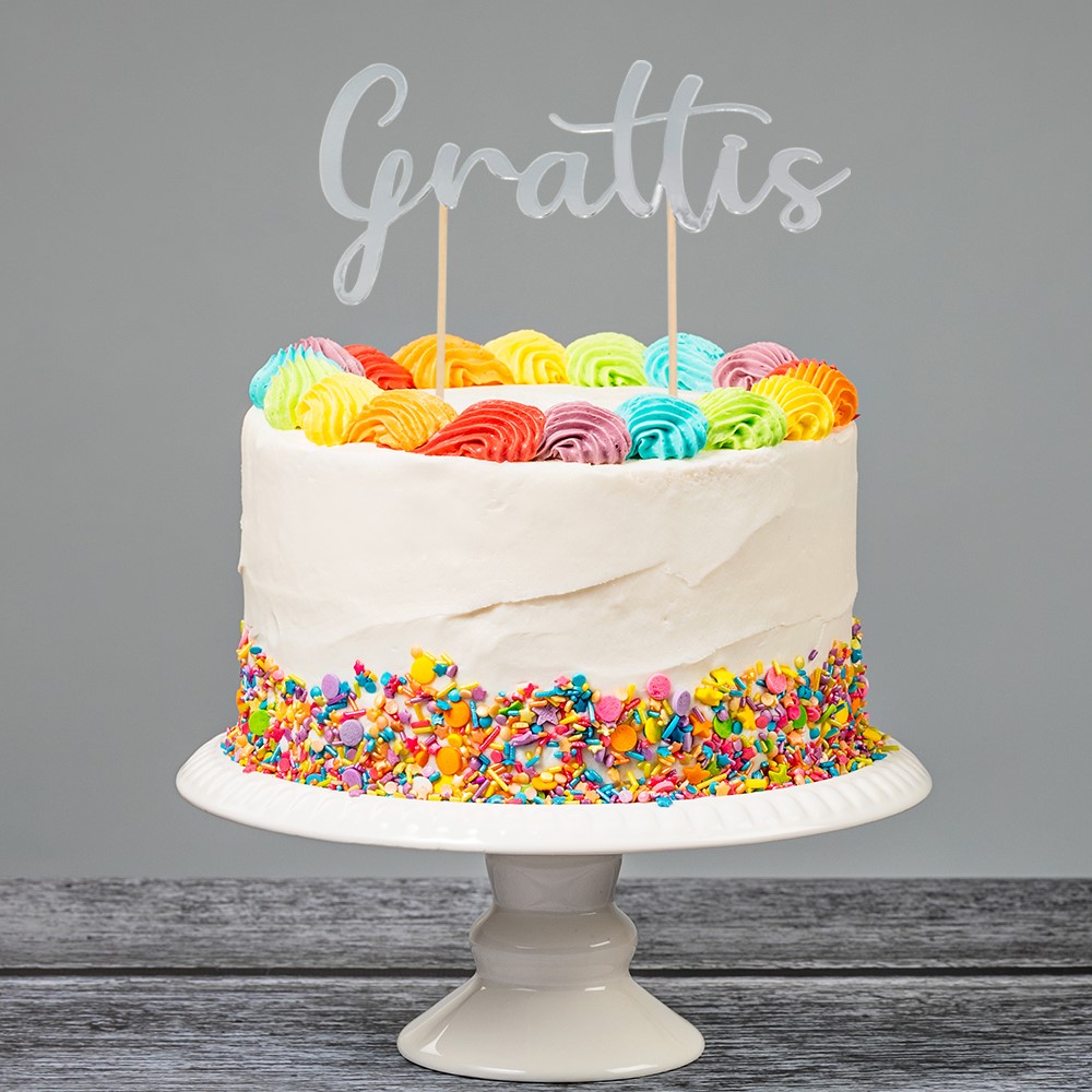 Cake Topper ''Grattis'' Silver - 2
