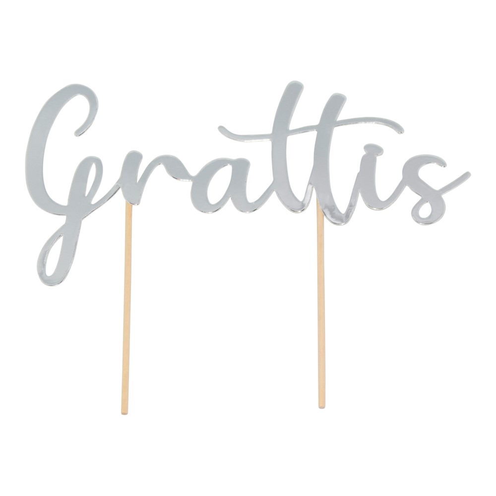 Cake Topper ''Grattis'' Silver