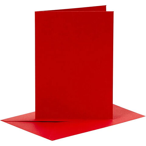 Kort och kuvert  Röd 6 set