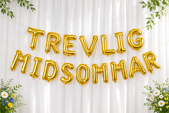 Trevlig Midsommar girlang guld folieballonger med sommarblommor