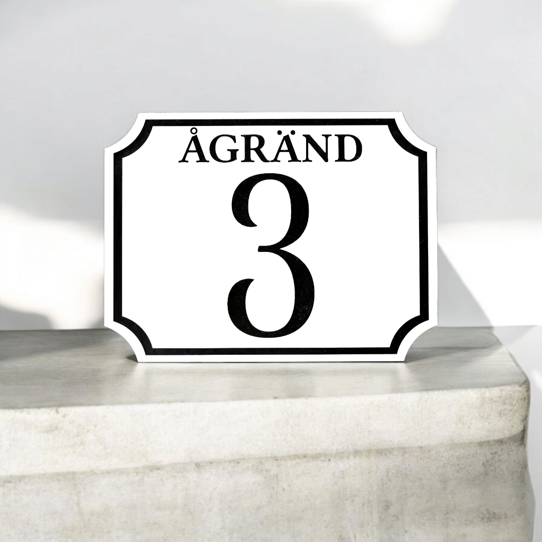 Siffra med vägnamn/Efternamn klassisk design till brevlåda Metall-look - 3