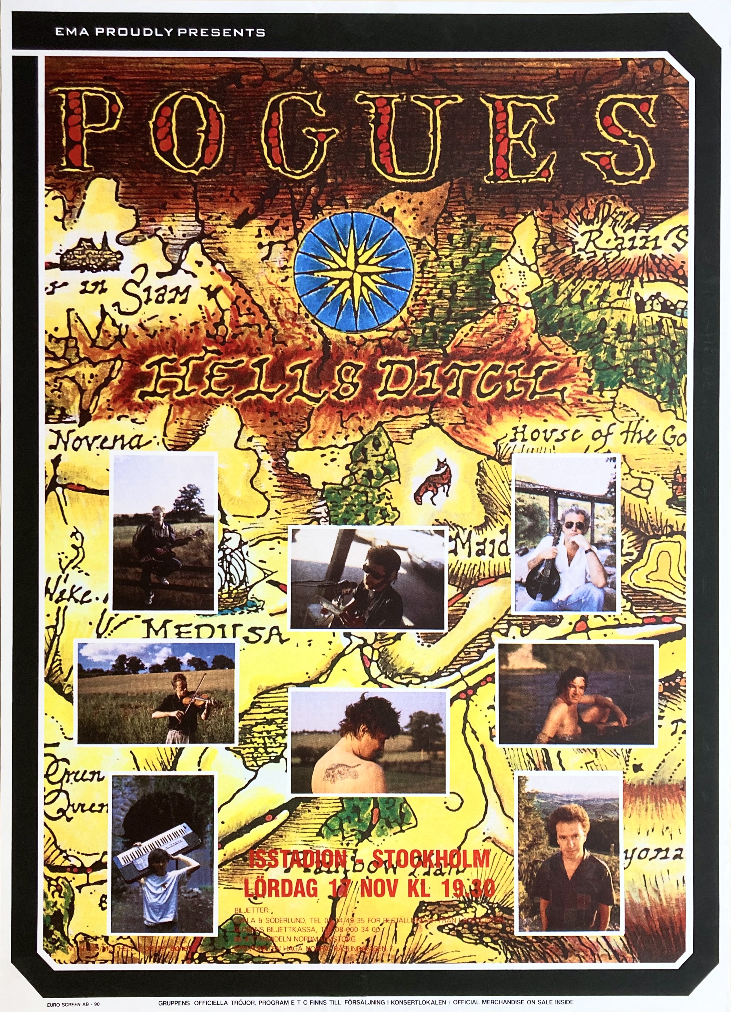 THE POGUES - Stockholm 17 Nov Konsertaffisch (1990)