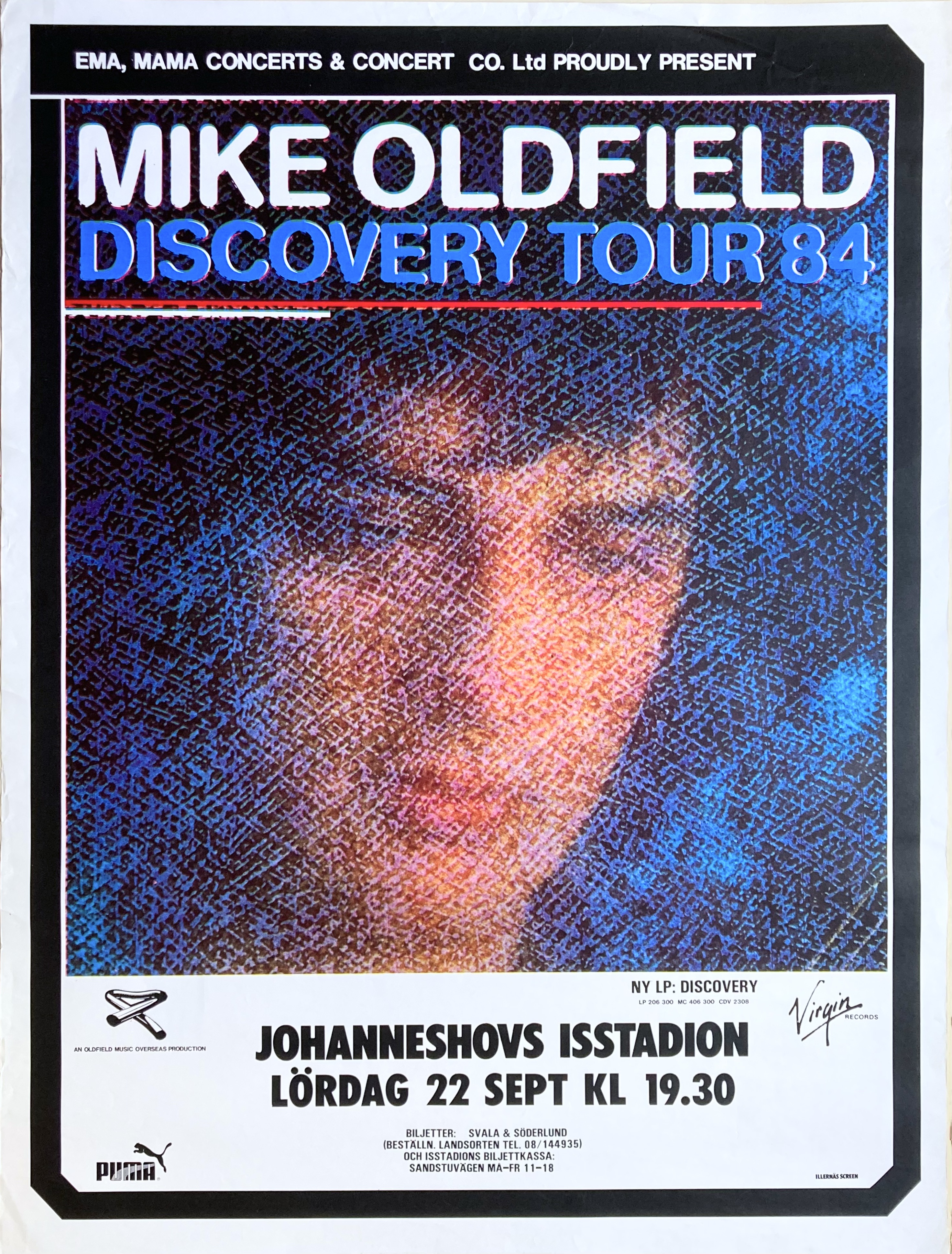 MIKE OLDFIELD - Stockholm 22 Sep Konsertaffisch (1984) 