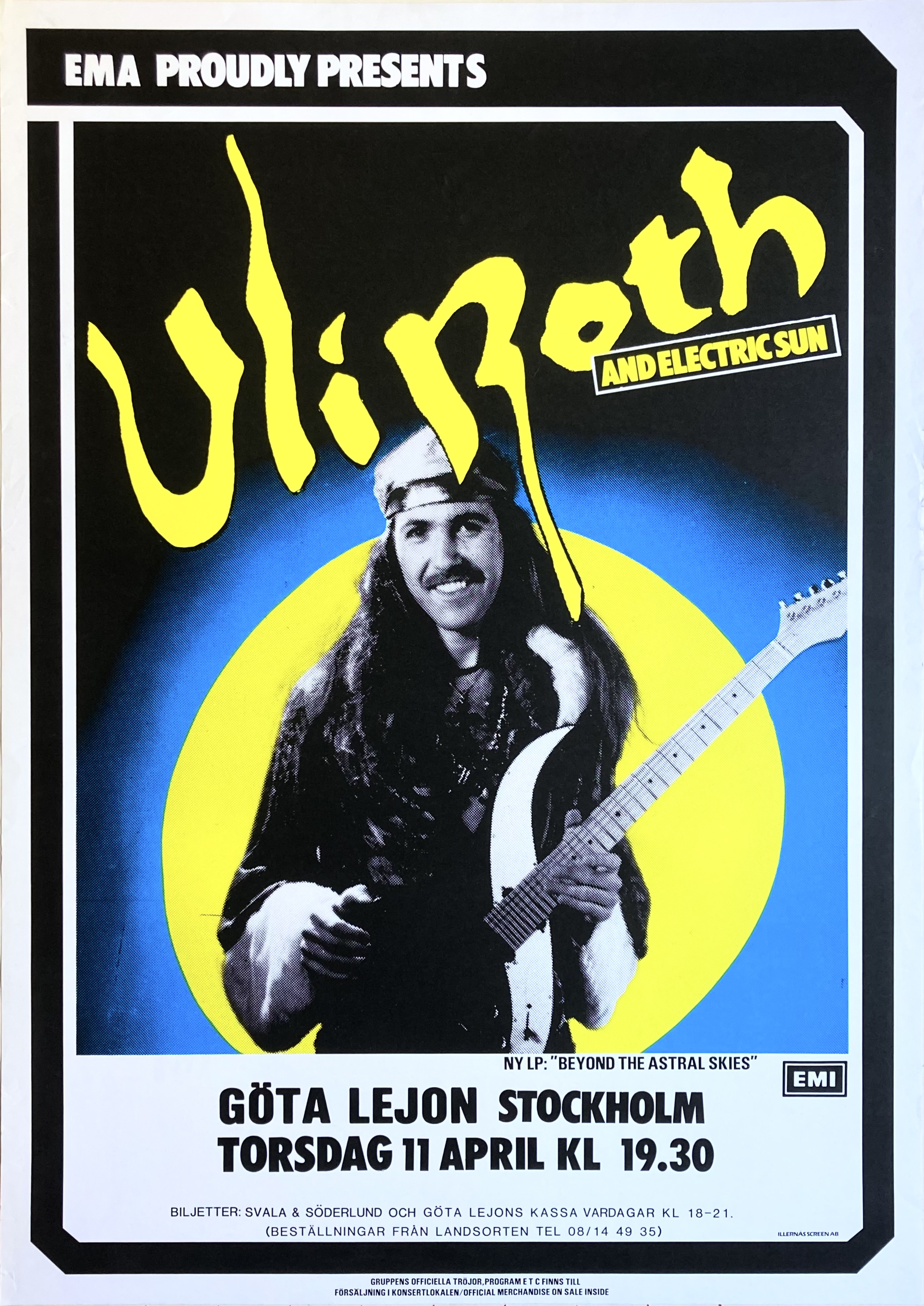 ULI ROTH - Stockholm 11 Apr Konsertaffisch (1984) 
