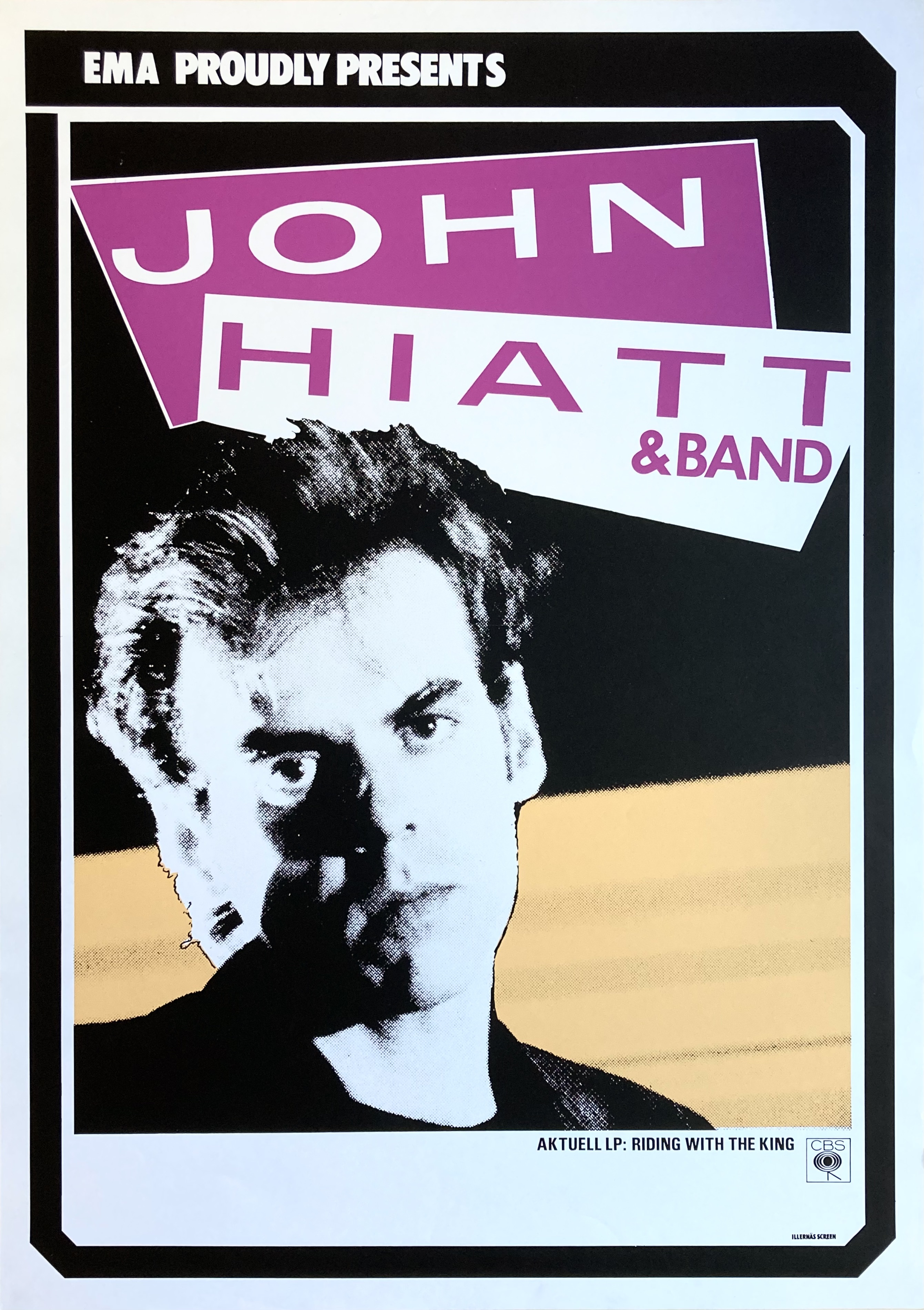 JOHN HIATT - Svensk / Skandinavisk Turneaffisch (1983) 