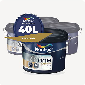 PAKET! FASADFÄRG NORDSJÖ ONE SUPER TECH, 40 L