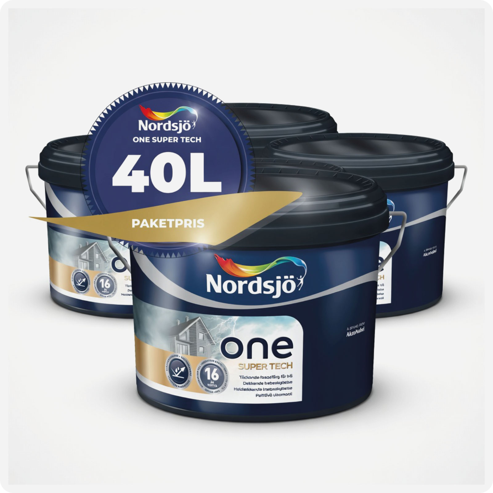 PAKET! FASADFÄRG NORDSJÖ ONE SUPER TECH, 40 L