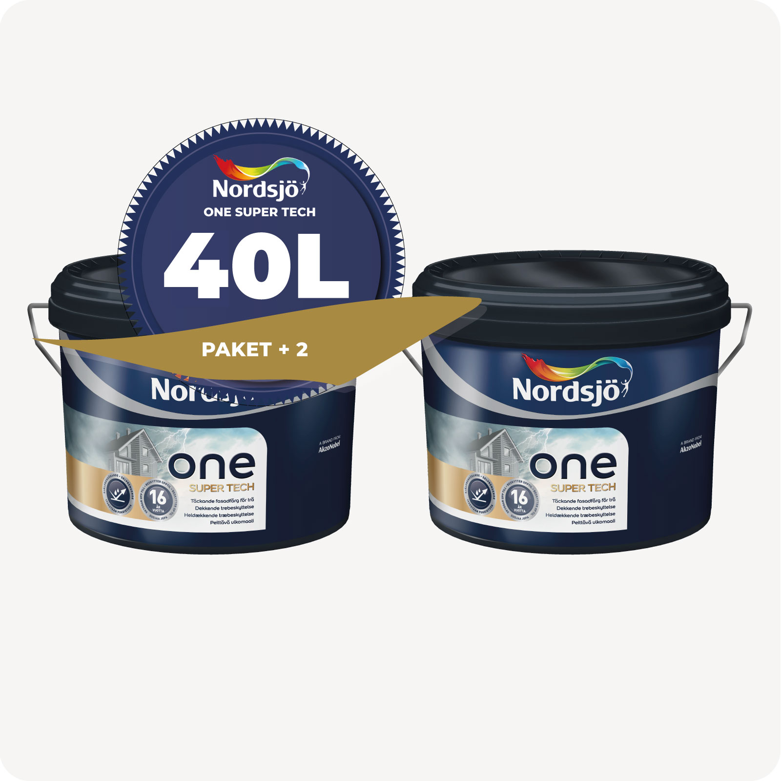 PAKET! FASADFÄRG NORDSJÖ ONE SUPER TECH, 40 L - 4