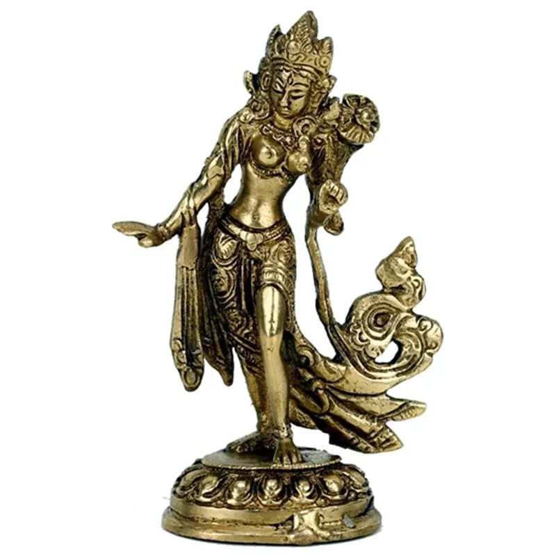 Grön Tara staty i mässing  -Dancing  13cm