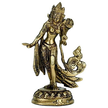 Grön Tara staty i mässing  -Dancing  13cm