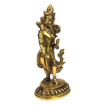 Grön Tara staty i mässing  -Dancing  23cm