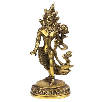 Grön Tara staty i mässing  -Dancing  23cm