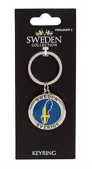 Sverige Souvenir Nyckelring, Sweden Karta