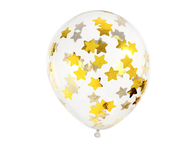 Konfettiballonger guldstjärnor | 30 cm | 6-pack -1