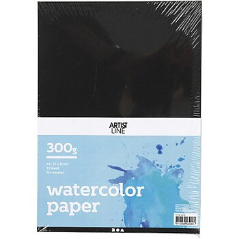Akvarellpapper A4 - Svart - 10 ark - 230 g