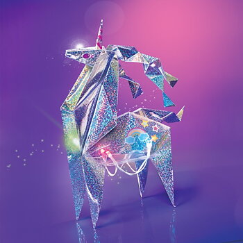 Holographic Light Up Origami Unicorn, Enhörningspyssel - Kalikå