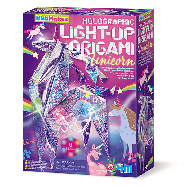 Holographic Light Up Origami Unicorn, Enhörningspyssel - Kalikå